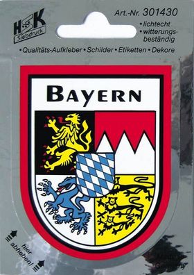 301430) Auto-Aufkleber Stick Applikation Emblem Aufkleber "BAYERN" NEU Gr. ca. 6,5 x
