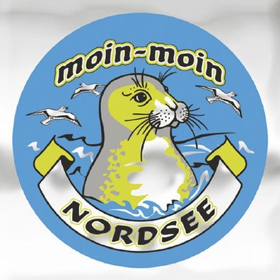 301492) Auto-Aufkleber rund mit Spiegelfolie - moin-moin Nordsee - Gr. ca. 7.5cm - A