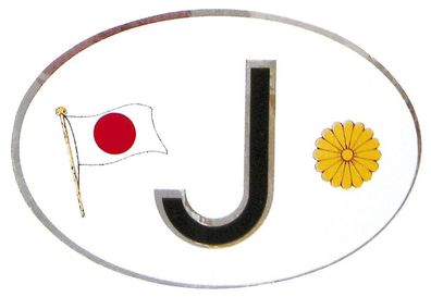 Alu-Qualitätsaufkleber oval - J = Japan Wappen Fahne – 301174 - Gr. ca. 102 x 66 m