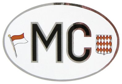 Alu-Qualitätsaufkleber oval - MC = Monaco Wappen Fahne – 301175 - Gr. ca. 102 x 66