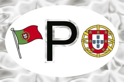 Alu-Qualitätsaufkleber oval - P = Portugal Wappen Fahne - 301158 - Gr. ca. 102 x 66