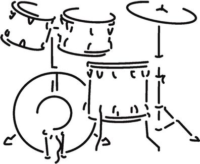 Aufkleber Applikation - Schlagzeug - Drumkit - AP0671 - schwarz / 30cm
