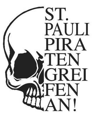 Aufkleber Applikation - Totenkopf Skull Schädel - St. Pauli Piraten greifen an ! - A