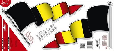 Aufkleber Autoaufkleber - Belgium - Belgien - 301256 - Gr. ca. 34cm x 20cm - 2 Stück