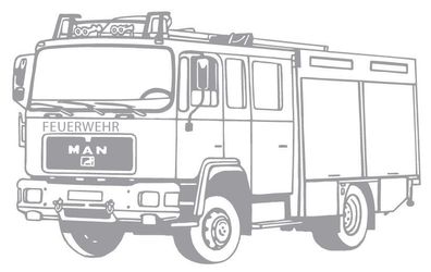Aufkleber Wandapplikation - Feuerwehrauto Feuerwehrwagen - AP1008 silber / 90cm
