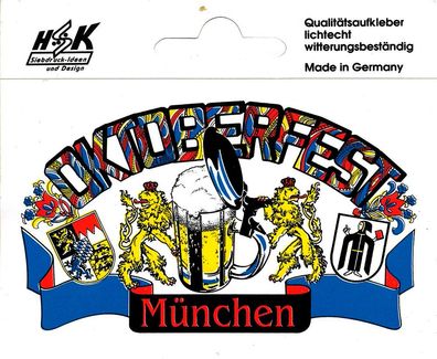 Auto-Aufkleber "Oktoberfest München" Gr. ca. 10,5 x 6,5cm (301511) Wappen Landeszeic