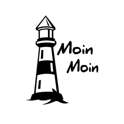 Auto-Aufkleber - Leuchtturm Moin Moin - 302979 Gr. 8,5cm x 10,5cm versch. Farben schw