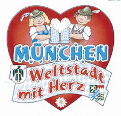 Auto-Aufkleber Stick Applikation Emblem Aufkleber "MÜNCHEN Weltstadt mit Herz" NEU G