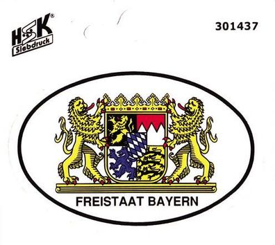 PVC -Aufkleber - Wappen Freistaat Bayern - 301437 - Gr. ca. 7,8 x 5,8 cm