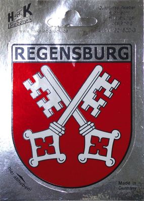 PVC-Aufkleber - Regensburg Wappen - 301600/3- Gr. ca. 6,5 x 8 cm