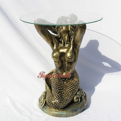 Meerjungfrau Beistelltisch Wohnzimmertisch Tisch Deko Figur Maritim Statue Fisch