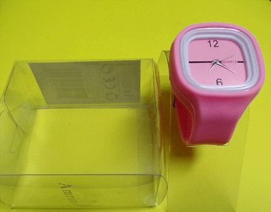 AMRINI Silikon Armbanduhr Quarzuhr Uhr Analog Damen Herren rosa pink