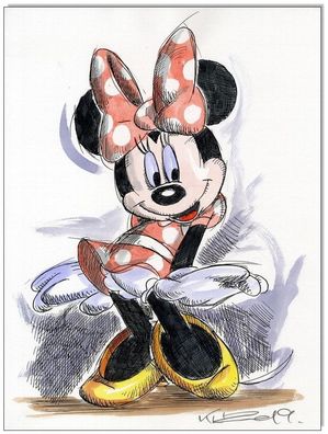 Klausewitz: Original Feder und Aquarell : Minnie Mouse II / 24x32 cm