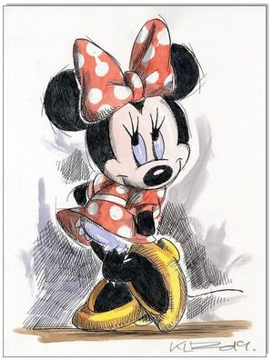 Klausewitz: Original Feder und Aquarell : Minnie Mouse III / 24x32 cm