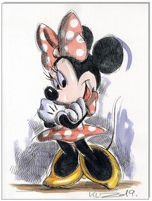 Klausewitz: Original Feder und Aquarell : Minnie Mouse IV/ 24x32 cm
