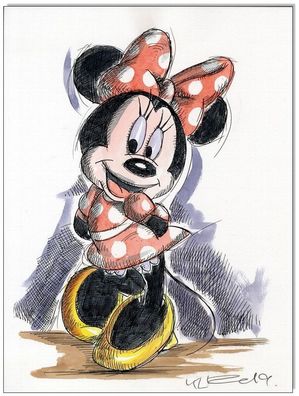 Klausewitz: Original Feder und Aquarell : Minnie Mouse V/ 24x32 cm