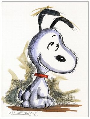 Klausewitz: Original Feder und Aquarell : Peanuts Snoopy/ 24x32 cm