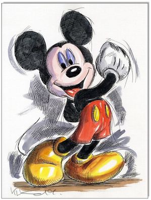 Klausewitz: Original Feder und Aquarell : Mickey Mouse II/ 24x32 cm