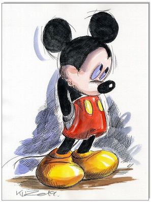 Klausewitz: Original Feder und Aquarell : Mickey Mouse III/ 24x32 cm