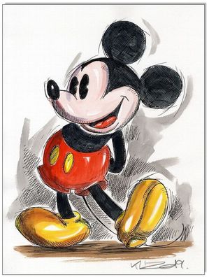 Klausewitz: Original Feder und Aquarell : Retro Mickey Mouse V/ 24x32 cm