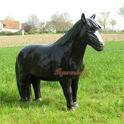 Pony Pferd Dekofigur Aufstellfigur Dekoration Reiterhof Pferdekoppel Deko schwarz