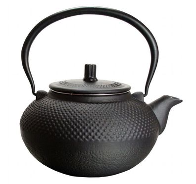 Gusseisen Teekanne inkl. Sieb 1,5 Liter - schwarz - Teekessel Guss Kanne massiv