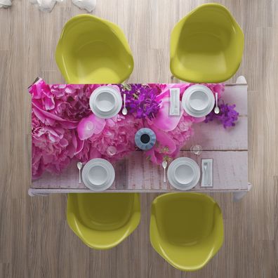 Foto-Tischdecke Pfingstrosen Tischwäsche mit Motiv Deko Fotodruck auf Maß