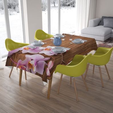 Foto-Tischdecke Orchidee Holz Tischwäsche mit Motiv Deko Fotodruck auf Maß