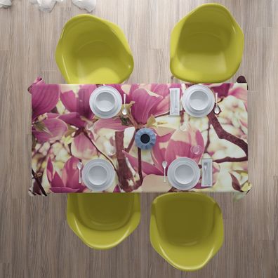 Foto-Tischdecke Magnolie Blumen Tischwäsche mit Motiv Deko Fotodruck auf Maß