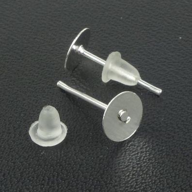 Posten 1.000 Ohrstecker Stopper Rohlinge Farbe Silber 12mmx6mm Ohrringe Basteln