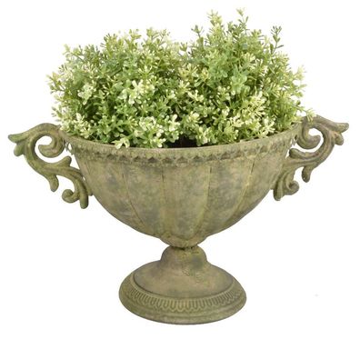 Esschert Design Aged Metall Grün Vase oval S Höhe=22cm Pokal Kübel Amphore antik