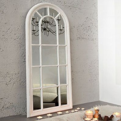 cagü: Romantischer Design Wandspiegel Spiegel (PORTA] Weiss Vintage aus Holz 140cm