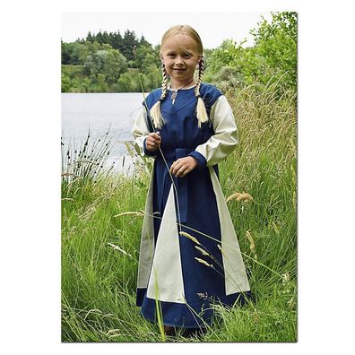 Kinder Wikingerkleid Solveig blau/ natur Wikinger Mittelalter Mittelalterkleid