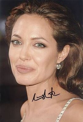 Original Autogramm Angelina JOLIE auf Großfoto