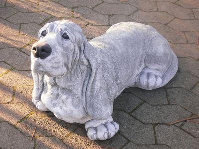 Steinfigur Basset Hound L75cm lebensgroß Hund Hunde Steinguss Jagdhund