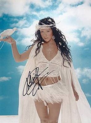 SEXY Original Autogramm Christina Aguilera auf Großfoto