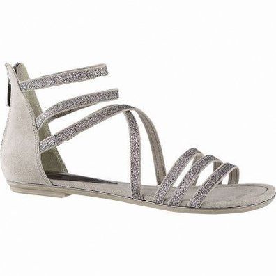 Marco Tozzi modische Damen Leder Imitat Sandalen taupe, mit Marco Tozzi modische Damen Leder Imitat Sandalen taupe, mit