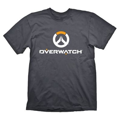 Overwatch T-Shirt Logo White Orange on Grey Größe M Men Gaming Blizzard Shooter