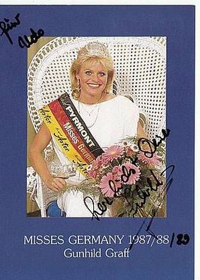Gunhild Graff Misses Germany 1987/88 Autogrammkarte Original Signiert Model + 64547