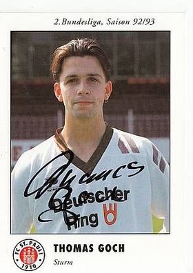 Thomas Goch FC St. Pauli 1992-93 Autogrammkarte + A41772