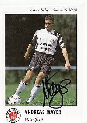 Andreas Mayer FC St. Pauli 1993-94 Autogrammkarte + A41781