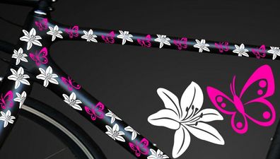 24-teiliges Fahrrad Hibiscus Aufkleber Hibiskus Blumen Schmetterlinge BikeCyxyx