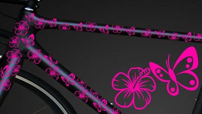 24-teiliges Fahrrad Hibiscus Aufkleber Hibiskus Blumen Schmetterlinge BikeCyry