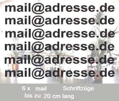 6 x mail Aufkleber Auto Mail Adresse Werbung Schriftzug Homepage Website (34)