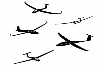 Aufkleber Segelflugzeug Segelflieger 15 , 20, 30 cm Wandtattoo Auto Flugzeug 42