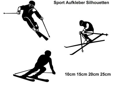 Schifahrer Aufkleber Skifahrer 15, 20, 25cm Alpin carving ski Autoaufkleber 45