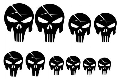 Punisher Totenkopf Aufkleber 10 Stück Skull Sticker Autoaufkler Bike (75)