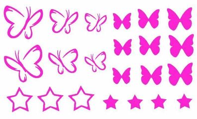 Schmetterlinge Sterne Aufkleber Wandtattoo Kinderzimmer Auto Türe Baby 119