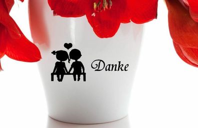 Blumentopf Aufkleber Vase Blumenstock Liebe Danke auch für Valentinstag 132/9/5