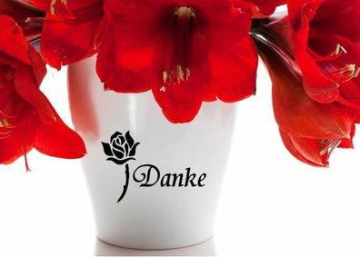 Blumentopf Aufkleber Vase Blumenstock Liebe Danke auch für Valentinstag 132/9/6